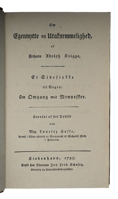Om Egennytte og Utaknemmelighed. Et Sidestykke til Bogen: Om Omgang med Mennesker. (photo 2)