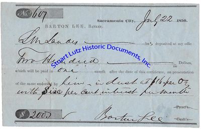 During The Gold Rush, A Sacramento Bank Promises Payment In Gold Dust