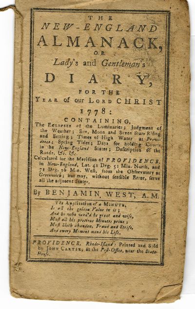 THE NEW-ENGLAND ALMANACK, OR, LADY'S AND GENTLEMEN'S DIARY, FOR THE YEAR OF OUR LORD CHRIST 1778