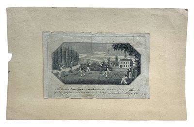 [Reward of merit engraving, featuring a game of wicket ball in Connecticut, c. 1821]