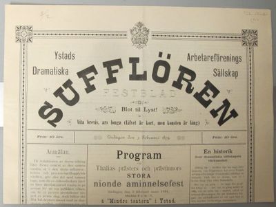 Sufflören. Festblad. Ystads arbetareförenings…