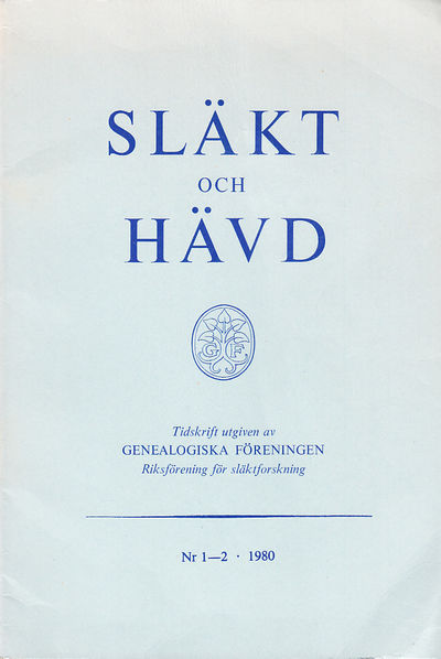 Släkt och Hävd 1980:1-3.