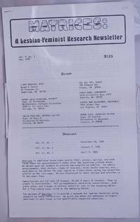 image of Matrices: a lesbian/feminist research newsletter, vol. 5, #3, May 1982