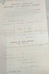 image of SOUTH AFRICAN RECORD OF SERVICE FORM - PERIOD OF WAR SERVICE (Present War only.)