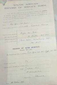 SOUTH AFRICAN RECORD OF SERVICE FORM - PERIOD OF WAR SERVICE (Present War only.)