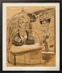 cover of Original "Bustoon" illustration by Bill Ward drawn for Russ Meyer