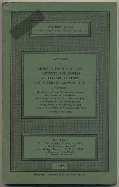 Catalogue of Nineteenth-Century and Modern First Editions, Presentation Copies, Autograph Letters and Literary Manuscripts: March, 1968