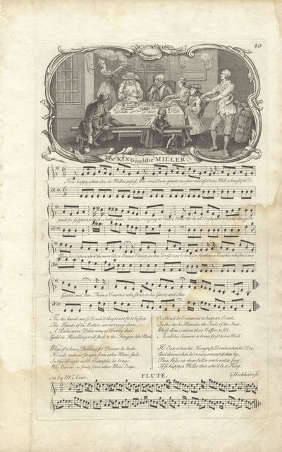 The King and the Miller. Set by Mr. Arne. Plate 40 from George Bickham's The Musical Entertainer