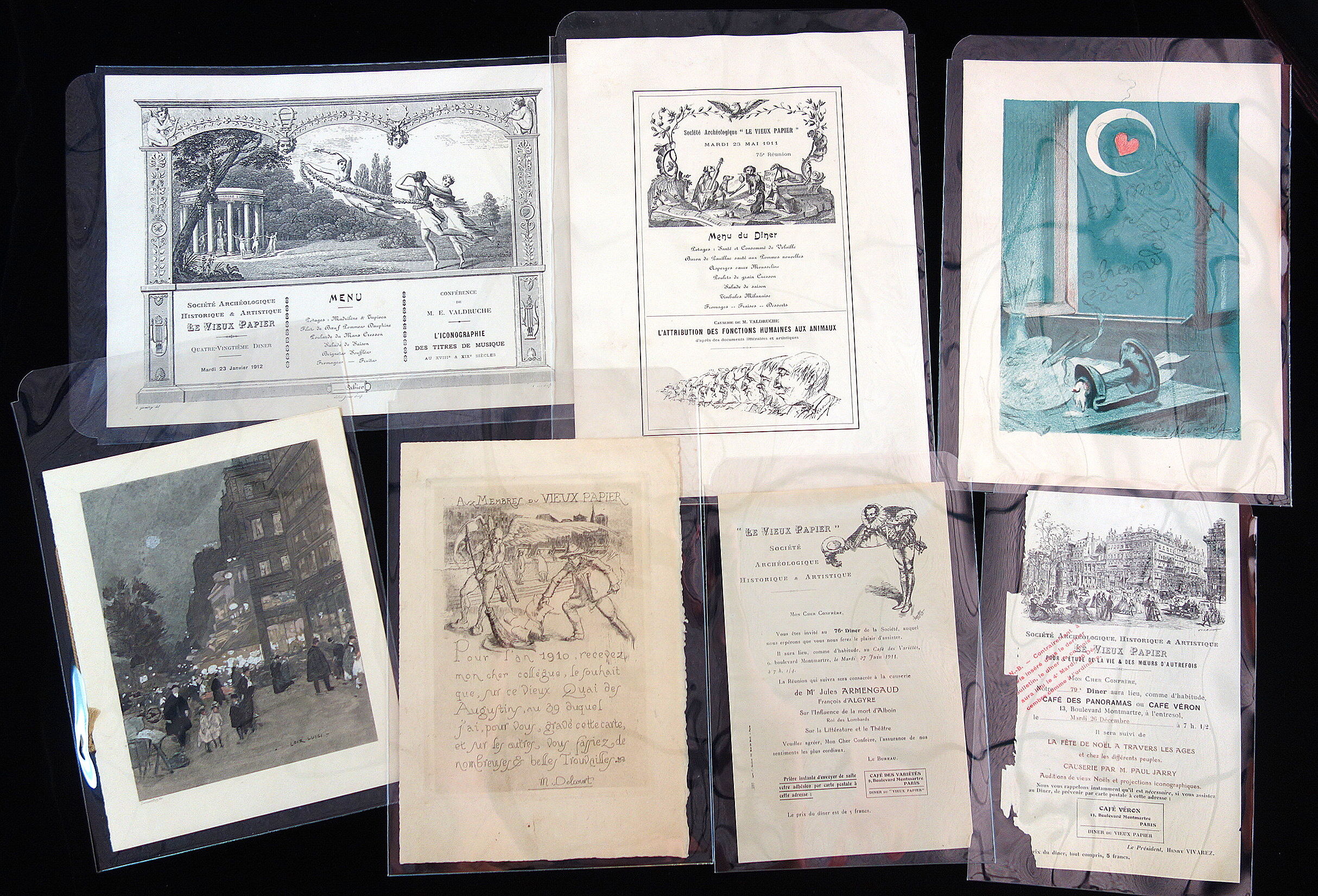 Menus and Invitations for the Societe Archeologiqu