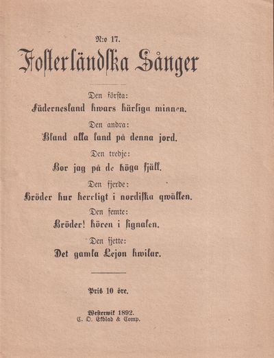 N:o 17. Fosterländska Sånger.