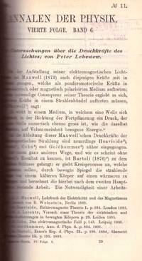 PRESSURE OF LIGHT: Untersuchungen über die Druckkräfte des Lichtes (Annalen der Physik: Vol....