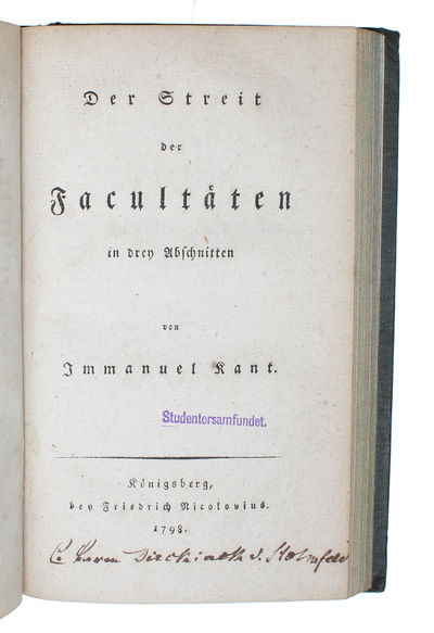 Prolegomena zu einer jeder künftigen Metaphysik die als Wissenschaft wird auftreten können + Die Religion innerhalb der Grenzen der blossen Vernunft. Zweyte vermehrte Auflage + Der Streit der Facultäten in drey Abschnitten. (photo 3)