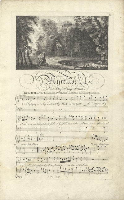 Myrtillo, Or the Despairing Swain. To the Rt. Honble. the Lord Delawar, this Cantata is most humbly inscrib'd. Plates 25-28 from George Bickham's The Musical Entertainer