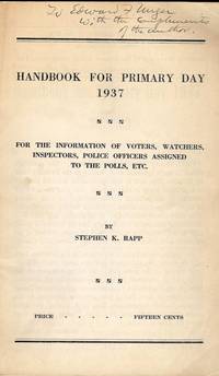 HANDBOOK FOR PRIMARY DAY 1937: FOR THE INFORMATION OF VOTERS