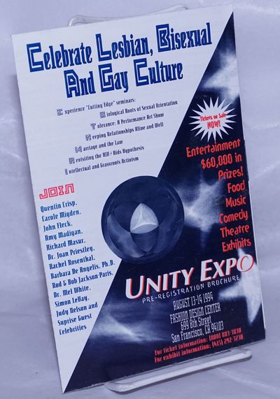 Unity Expo Pre-registration brochure: Celebrate Lesbian, Bisexual and Gay Culture [brochure]