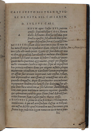 XII Caesares: ex uetusto exemplari emendatiores multis locis. - [“ONE OF THE PRINCIPAL RENAISSANCE EDITIONS OF SUETONIUS’ LIVES OF THE TWELVE CAESARS”] (photo 2)