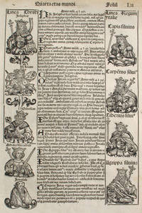 Liber chronicarum- Nuremberg Chronicle, an individual page from the Chronicle featuring Lineage of Christ, Athaliah, Lineage of Italian and Israelite Kings, Plate No. LII