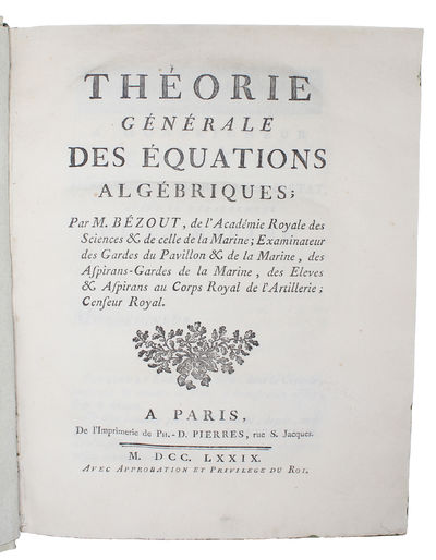 Théorie Générale des Équations algebraiques.