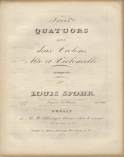 Berlin: Ad. Mt. Schlesinger , 1829. Folio. Disbound. No. 1: Violino 1o.: (title), 2-13, (blank) pp.;...