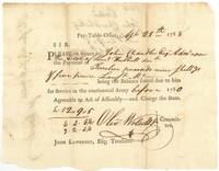 Partially printed Document Signed from the Pay Table Office (State of Connecticut) paying the full amount owed to Col. John Chandler, collecting for the Estate of Lemuel Hubbell, deceased