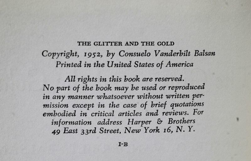 The Glitter And The Gold by Consuelo Vanderbilt Balsan Harpers and