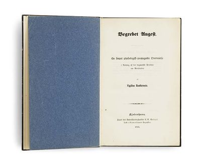Begrebet Angest. En simpel psychologisk=paapegende Overveielse i Retning af det dogmatiske Problem om Arvesynden. Af Vigilius Hafniensis. - [THE ONLY KNOWN COPY ON SPECIAL PAPER OF THE WORK THAT INTRODUCED "ANGST" IN PHILOSOPHY] (photo 1)
