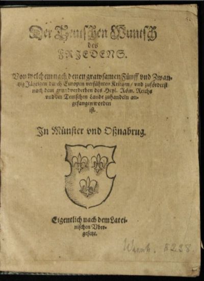 Der teutschen Wuntsch des Friedens. Von welchem…