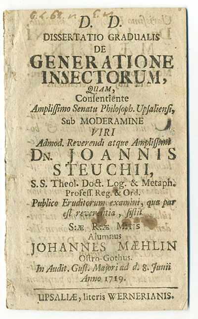 Dissertatio gradualis de generatione insectorum.…