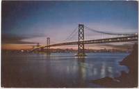 Bay Bridge at night, San Francisco, California, unused Postcard