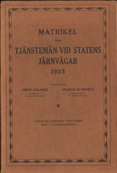 MATRIKEL ÖVER TJÄNSTEMÄN VID STATENS JÄRNVÄGAR…