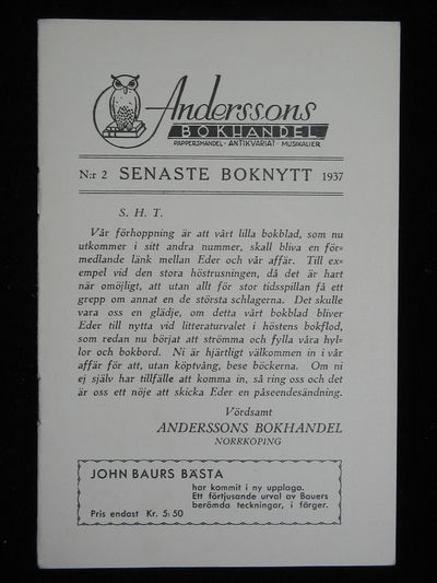 SENASTE BOKNYTT N:r 2 1937.