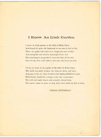 I KNOW AN IRISH GARDEN (for LOW voice in F) by Gerald (words/lyrics) Anna (music); Fitzgerald - Paperback - Reprint. - 1938 - from Sunset Books (SKU: 024315)