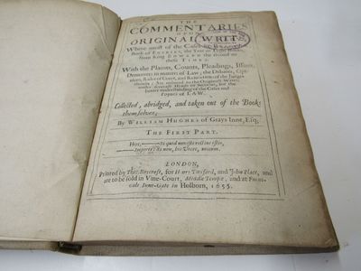 The Commentaries Upon Original Writs Where Most Of The Cases....The First Part (All That Was Published)