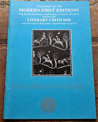 R F G HOLLETT &amp; SON Occasional List 108 Modern First Editions And Literary Criticism - 