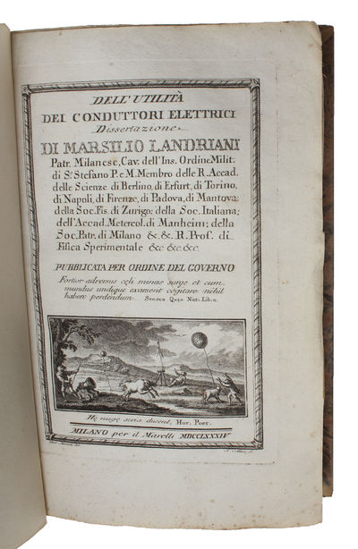 Dell' utilità dei Conduttoti Elettrici. Dissertazione.....Publicata per Ordine de Governo. - [REPEATING FRANKLIN'S ELECTRICAL EXPERIMENTS] (photo 2)