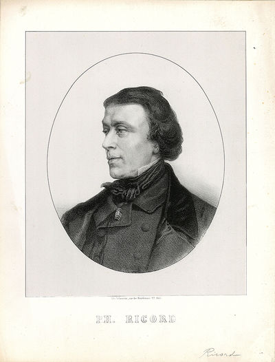 Lithograph of Ricord, india paper proof, mounted. 30.5x23cm