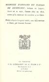 MEMOIRE D'ARMAND DU PLESSIS DE RICHELIEU