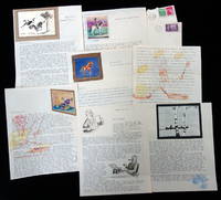 A collection of five (5) immediate post WWII typewritten letters embellished with watercolor illustrations superimposed on the letter sheets and/or applied at the top of the page