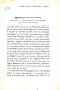 Sparsamhet och hushållning. Radioföredrag på…