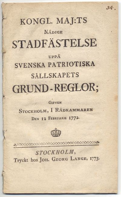 Kongl. maj:ts nådige stadsfästelse uppå svenska…
