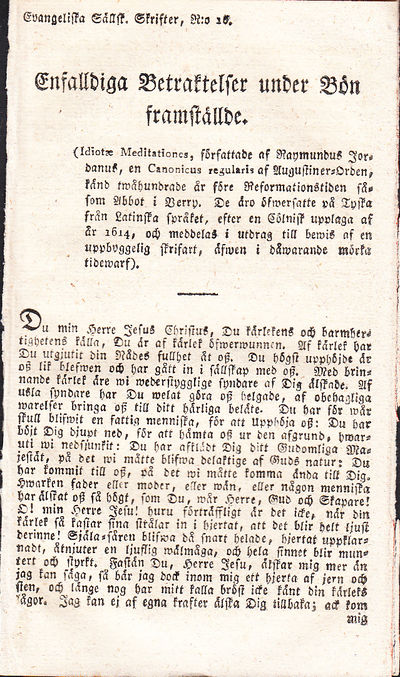 Enfalldiga betraktelser under bön framställde.…