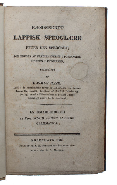 Ræsonneret Lappisk Sproglære efter den Sprogart, som bruges af Fjældlapperne i Porsanger-Fjorden i Finmarken. En Omarbejdelse af Knud Leem's Lappiske Grammatica. (photo 2)