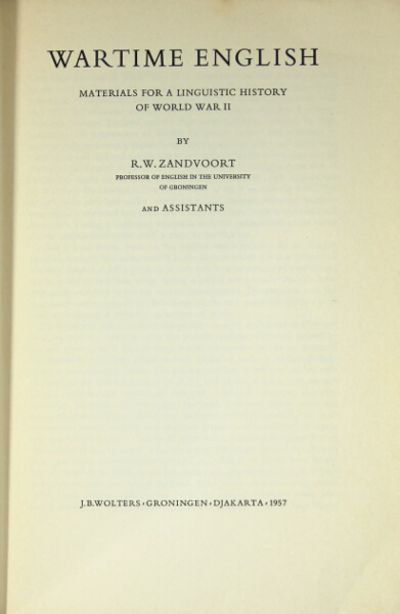 Wartime English. Materials for a linguistic history of World War II