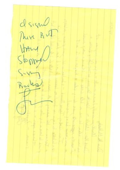 Yellow ruled legal pad sheet cut to 5.5
