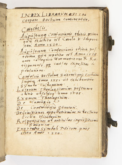 Confessio Fidei exhibita inuictiss. imp. Carolo V. caesari aug. in comicijs Augustae. Anno M.D. XXX. Addita est Apologia confessionis [Bound with: Confessio doctrinae saxonicarum ecclesiarum. Leipzig, V. Bapst, 1553]
