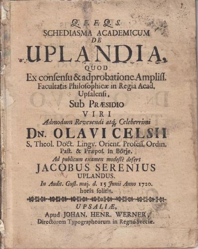 Schediasma academicum de Uplandia... Diss. resp.…