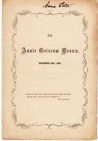 cover of TO ANNIE GRISCOM BROWN, DECEMBER 26th, 1860