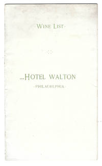 Printed Wine List for Philadelphia's Hotel Walton