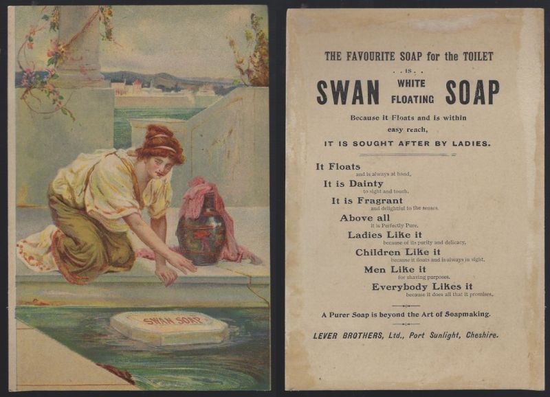 VICTORIAN TRADE CARD FOR SWAN SOAP WITH LOVELY LADY