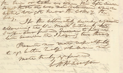 William Henry Harrison, Former Minister to Colombia, Writes His Legation Secretary on Efforts to Get the U.S. Government to Pay Their Expenses Getting to South America